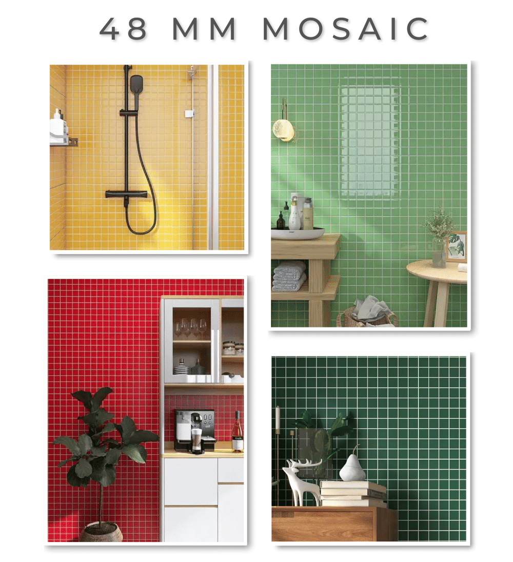 โมเสค TIMELESS TILES รุ่น CLASSIC SQUARE 48 ขนาด 30X30 ซม. สีแดง ผิวเงา GLOSS RED โมเสคเซรามิกทรงสี่เหลี่ยมจัตุรัส_6